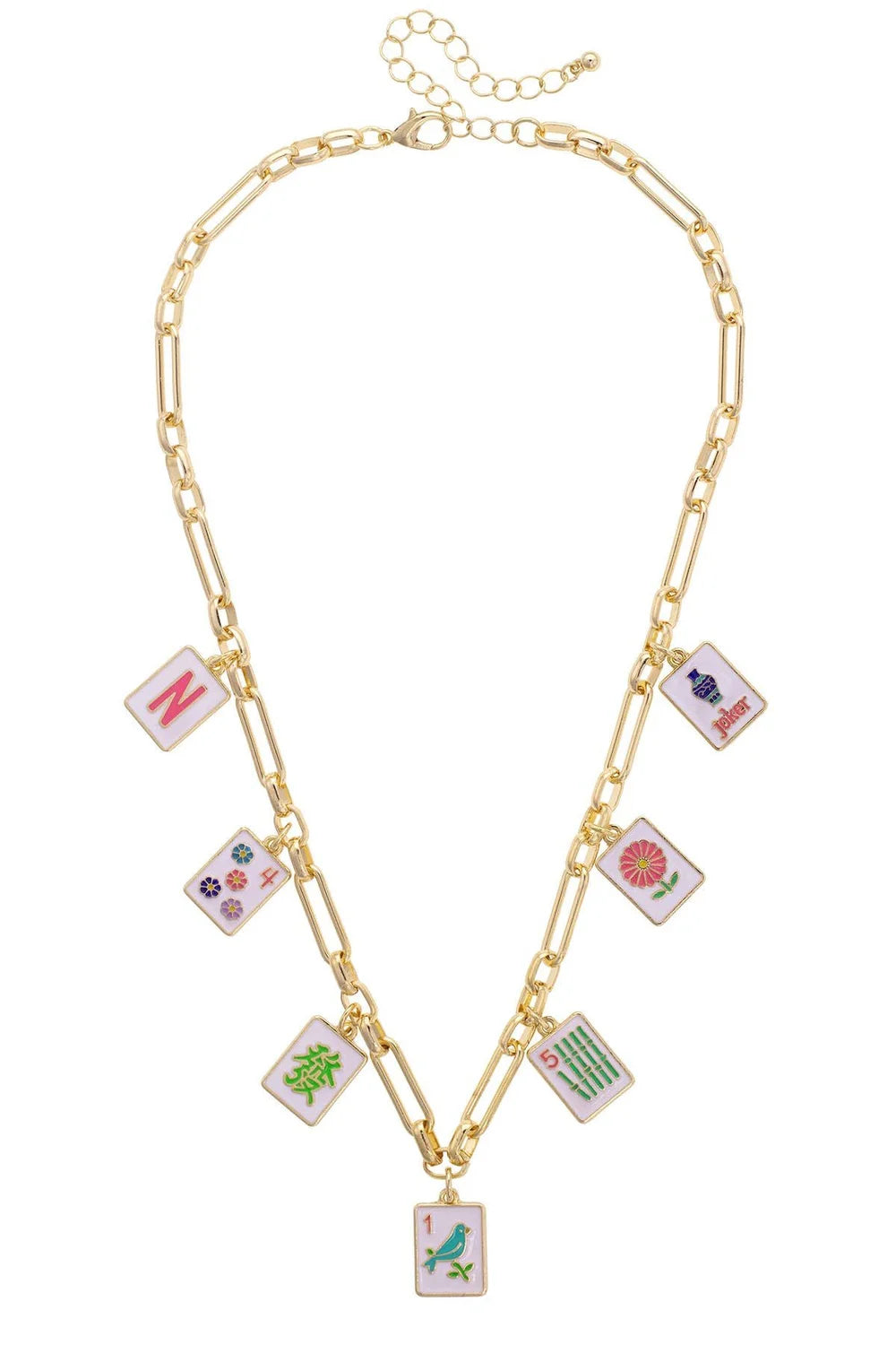 Canvas [27044N-MU] Going Mahjong! Enamel Charm Necklace in Multi
