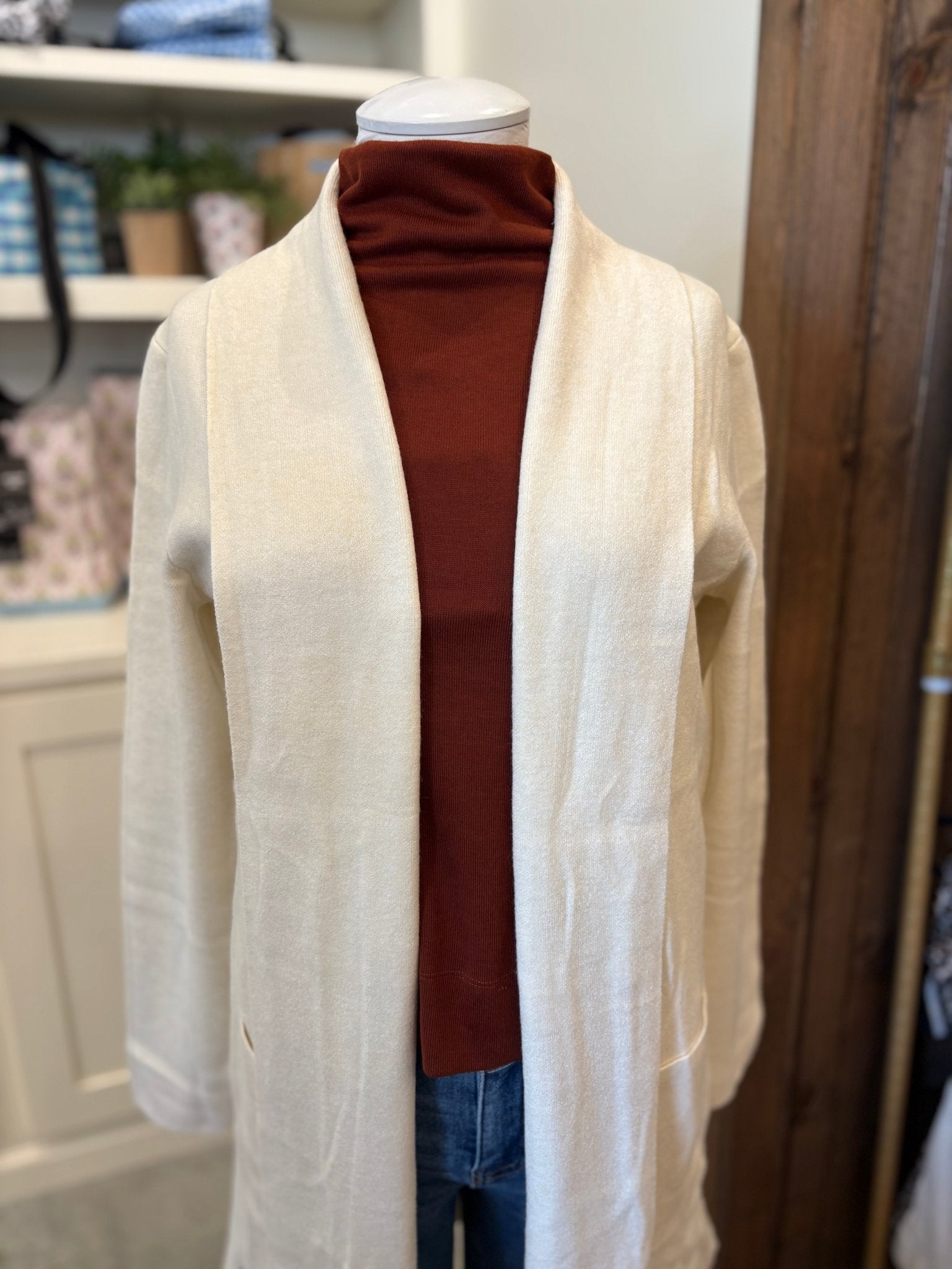 Pinch - Open Knitted Cardigan - Cream - From Me To You
