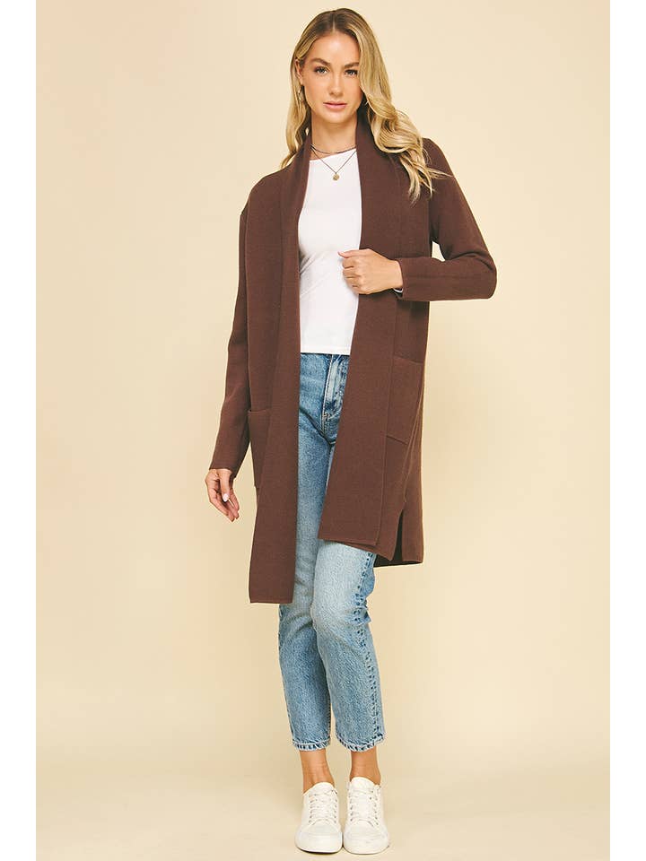 Pinch - Open Knitted Cardigan - Espresso - From Me To You