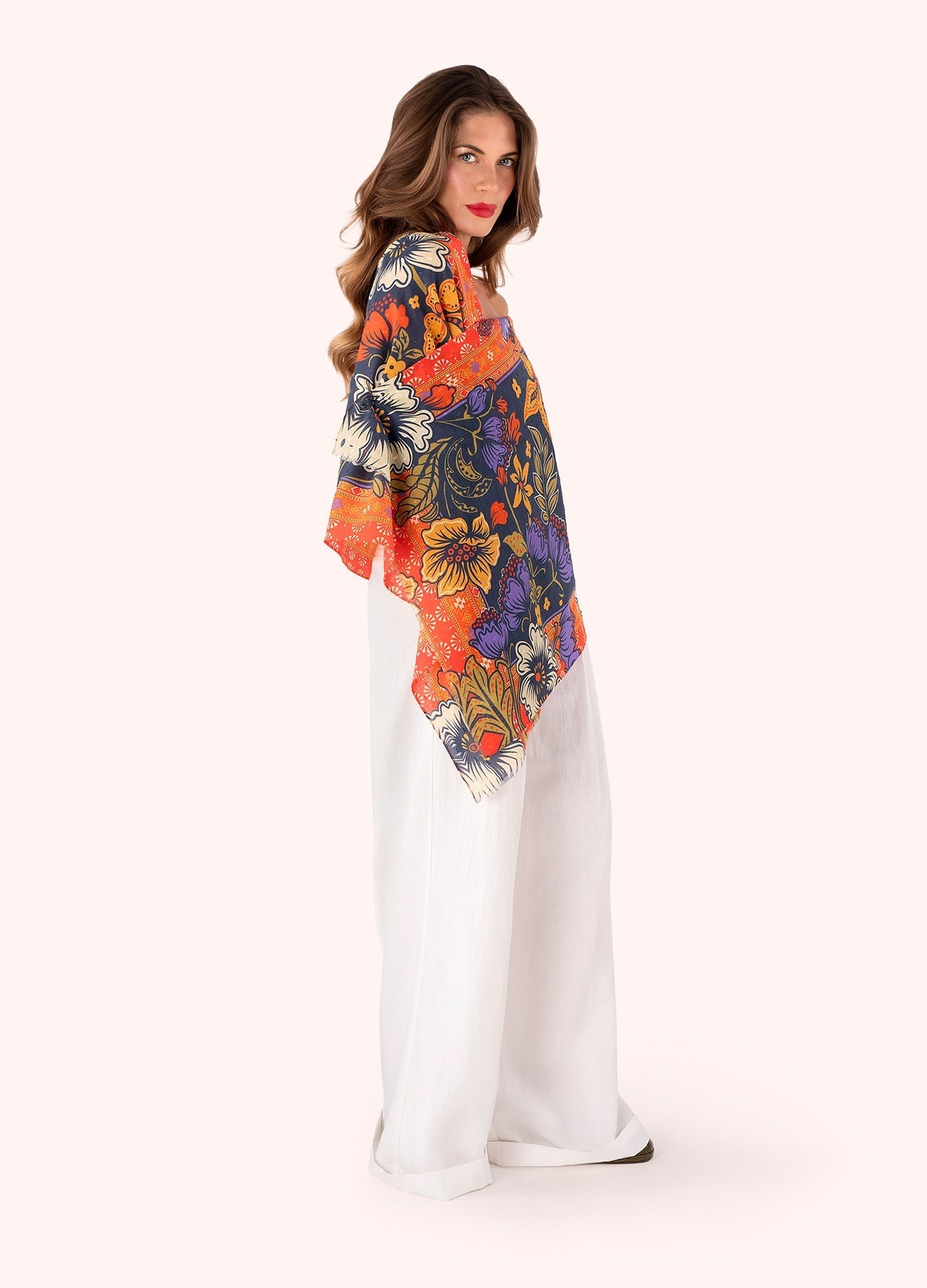 Powder - Cotton Scarf - Trailing Floral in Navy - From Me To You