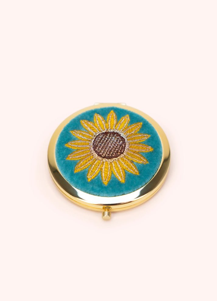 Powder - Embroidered Round Compact Mirror - Summer Sunflower - From Me To You
