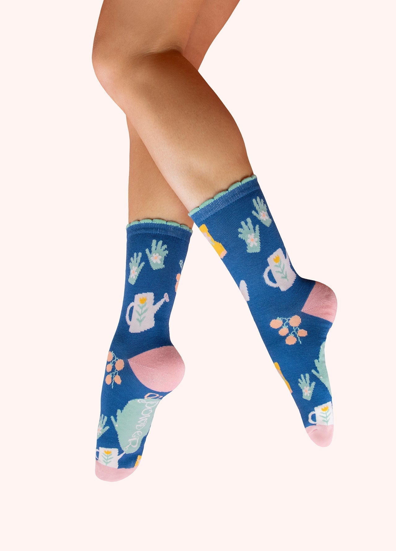 Powder - Ladies' Ankle Socks - Gone Gardening in Cobalt - From Me To You