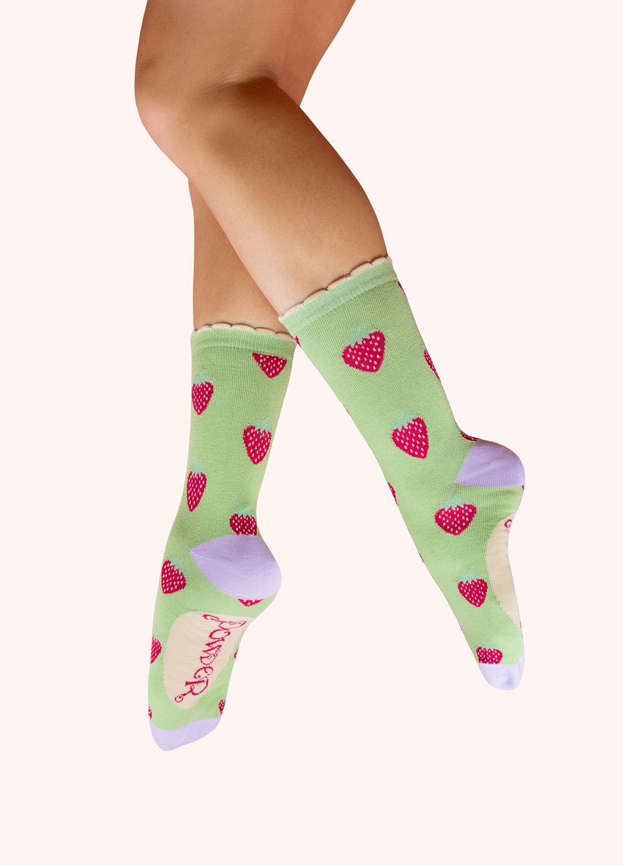 Powder - Ladies' Ankle Socks - Succulent Strawberries in Mint - From Me To You