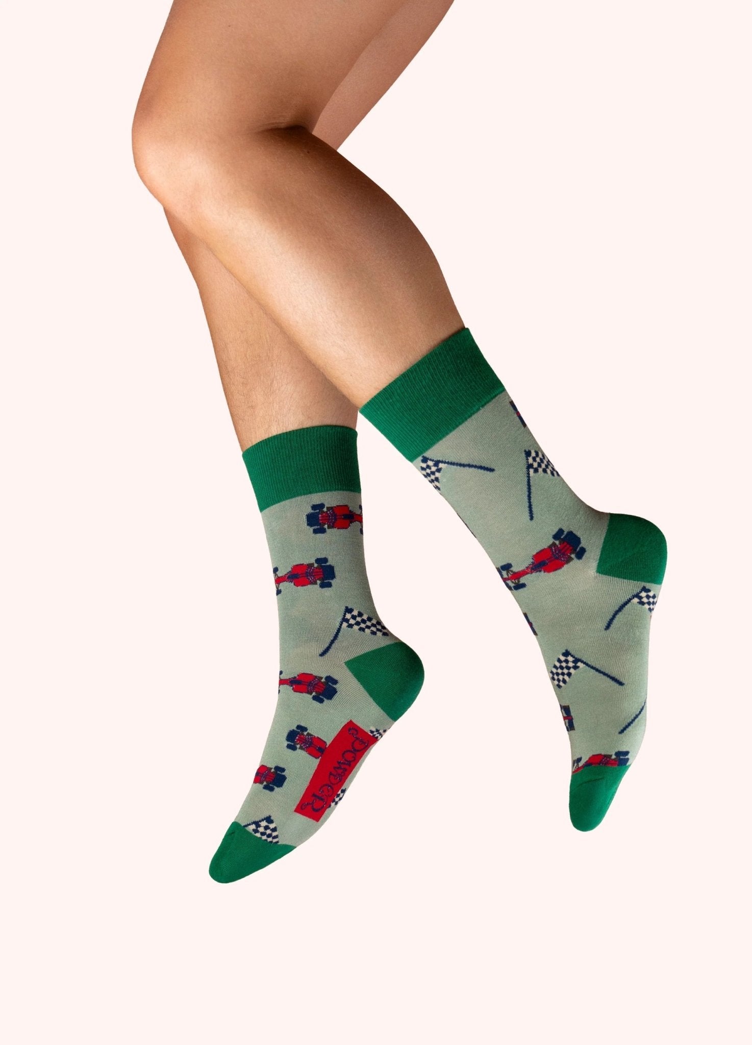 Powder - Men's Ankle Socks - Formula 1 Cars. - Sage Green - From Me To You