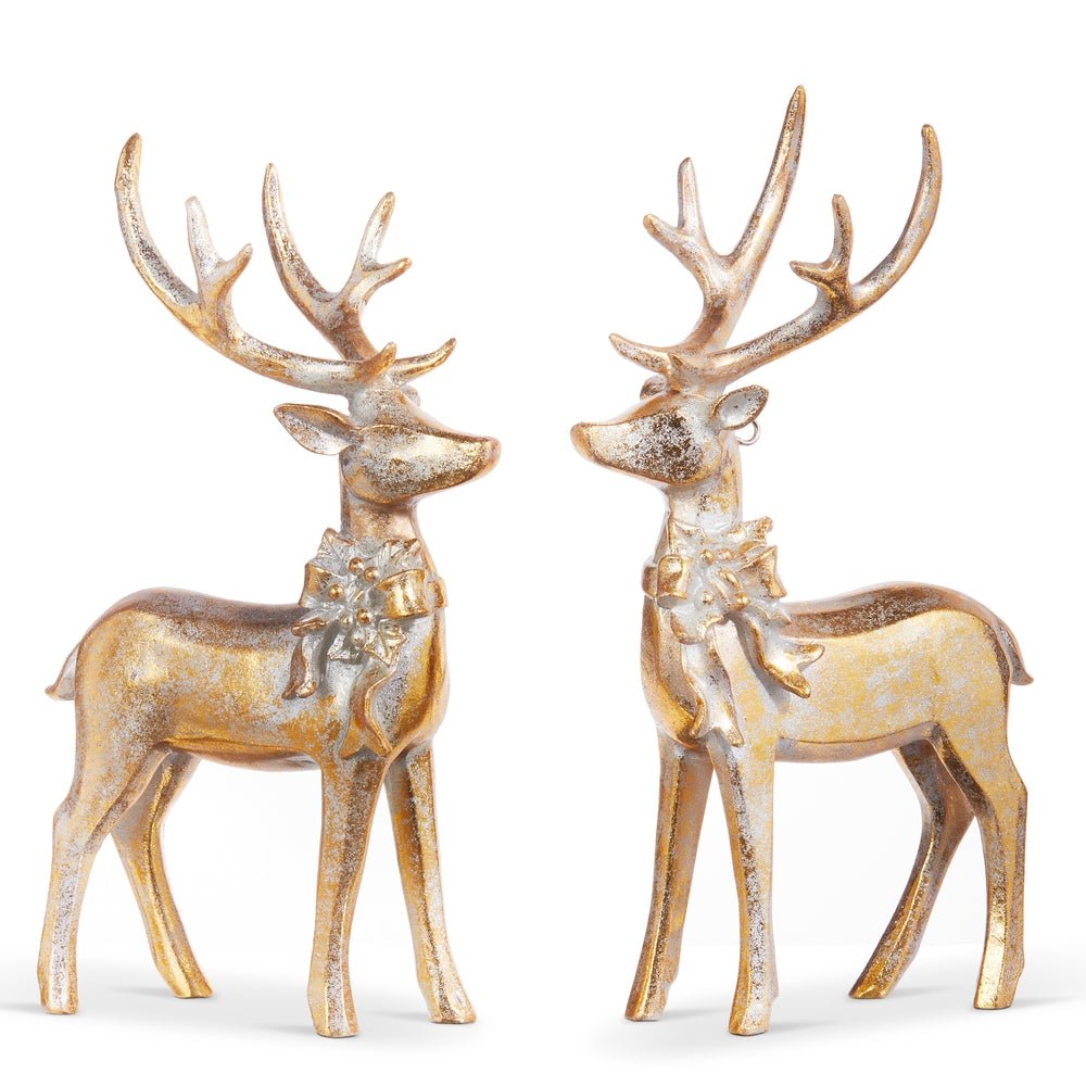 Raz 7" Aged Gold Deer with Bow Ornament - From Me To You
