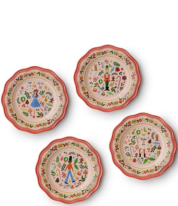Rifle Holly Jolly Nutcracker Melamine Dessert Plates, Set of 4 - From Me To You