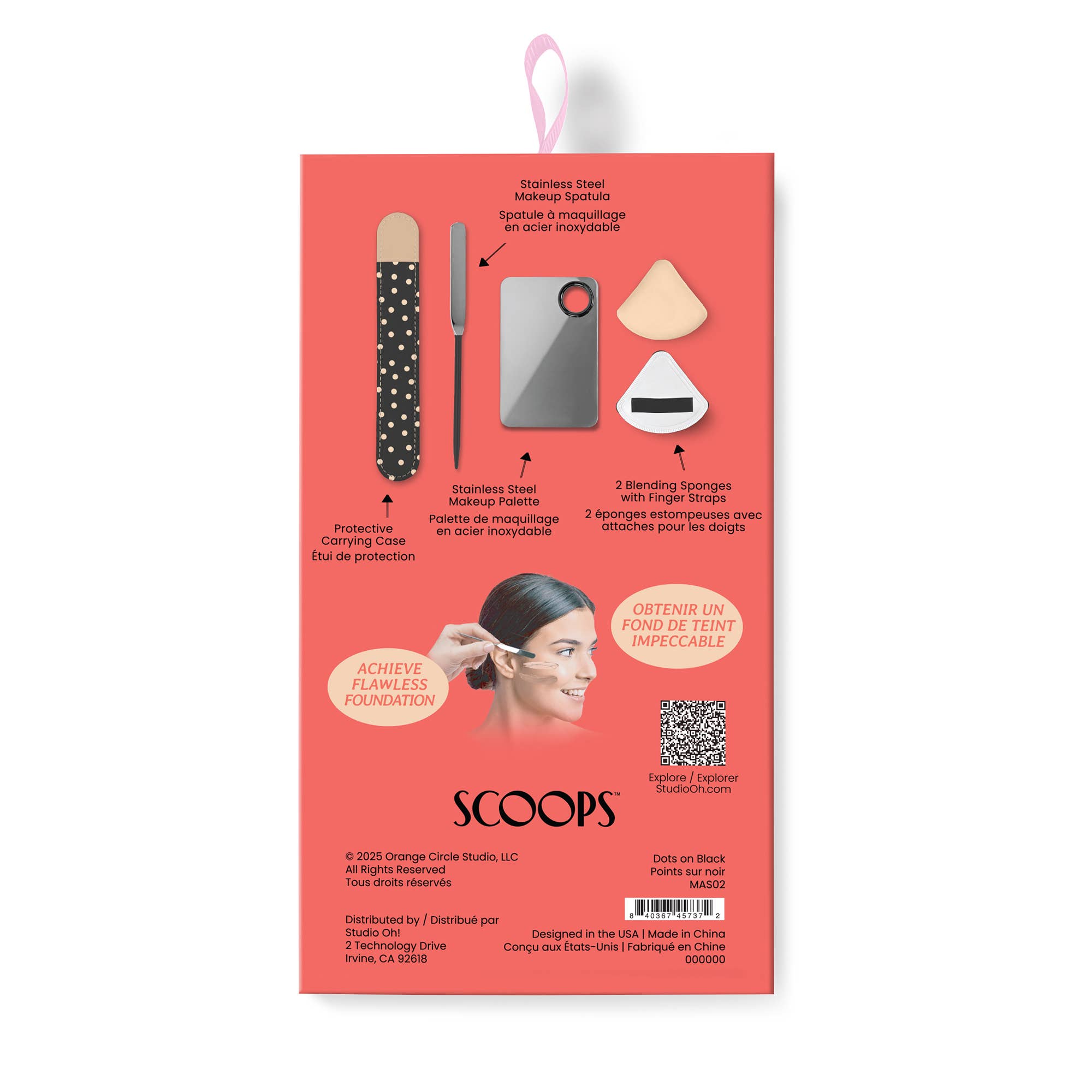SCOOPS Beauty Makeup Spatula and Palette Set, Dots on Black - From Me To You