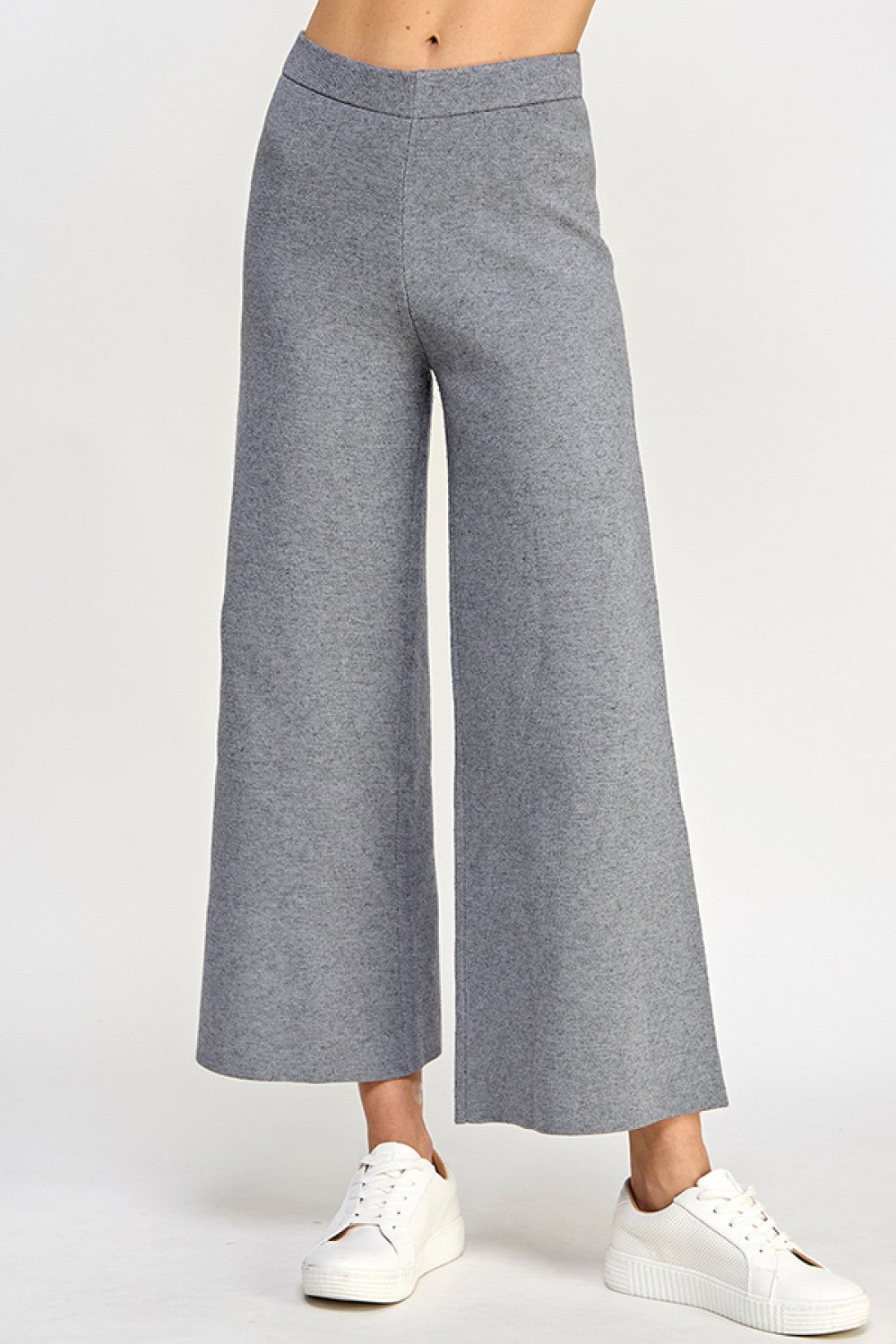 See And Be Seen Cropped Wide Sweater Pants - GREY - From Me To You