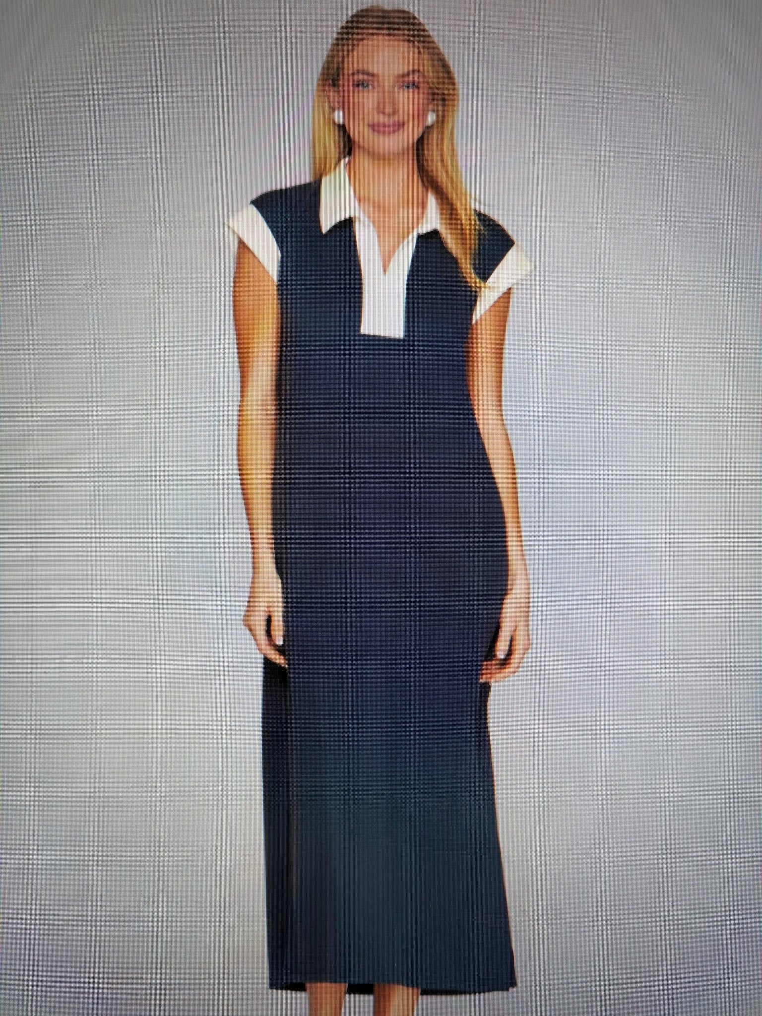 She + Sky DROP SHOULDER MIDI DRESS WITH SIDE ZIPPER - Navy - From Me To You
