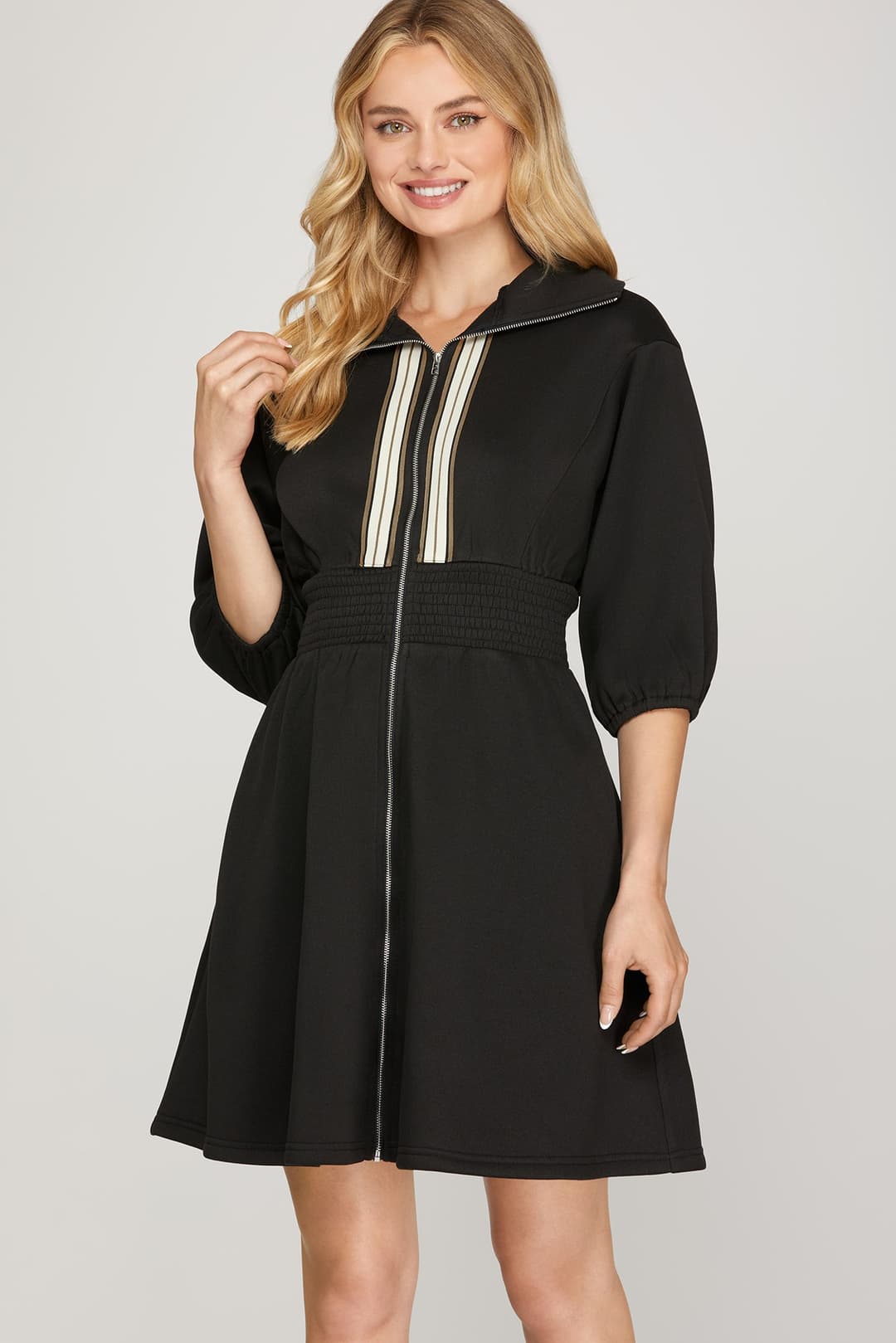 She + Sky Half Sleeve Knit Dress in Black - From Me To You