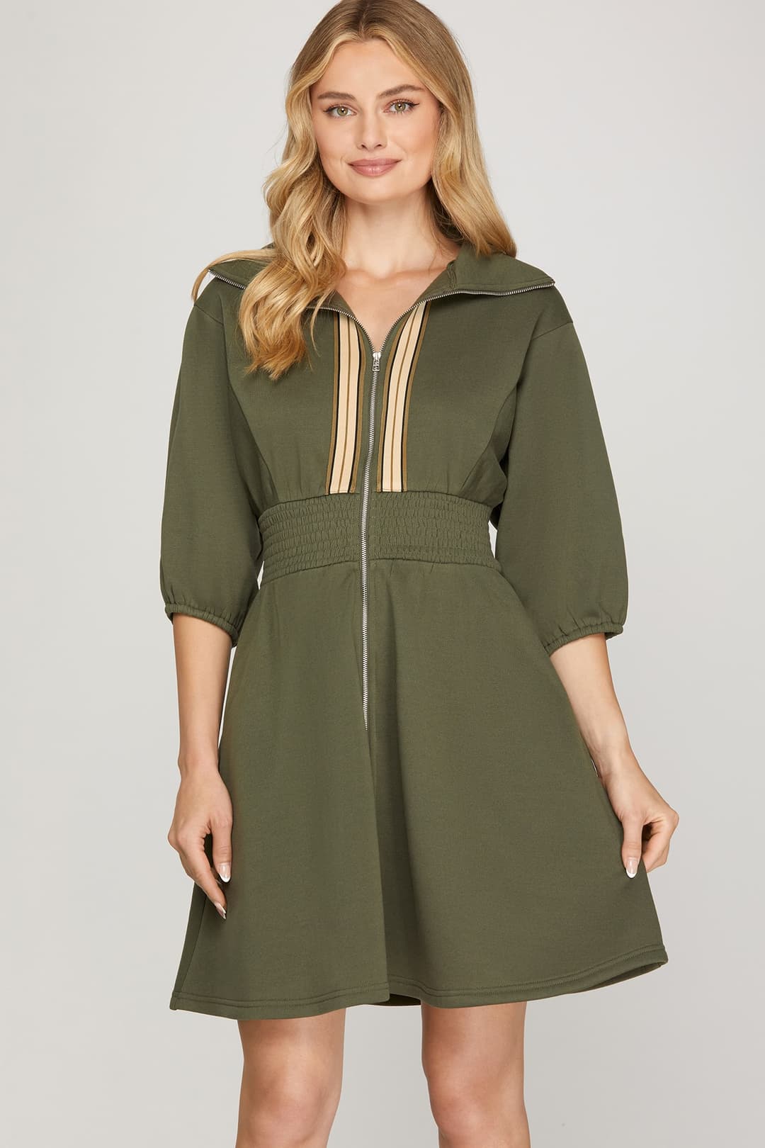 She + Sky Half Sleeve Knit Dress in Olive - From Me To You