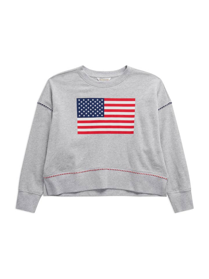 Shiraleah American Flag Relaxed Sweatshirt, Grey - From Me To You