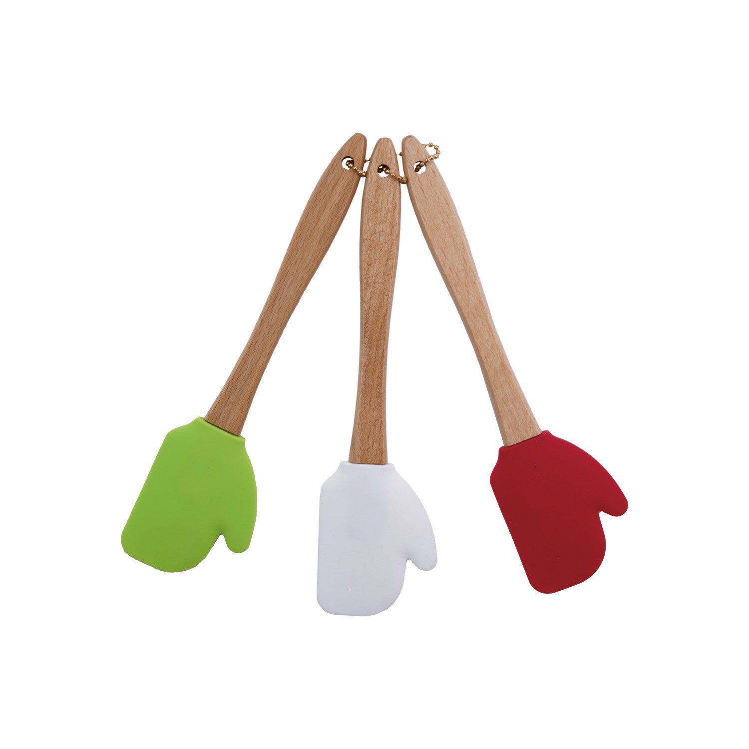 Silicone & Wood Mitten Shaped Spatulas, Set of 3 - From Me To You