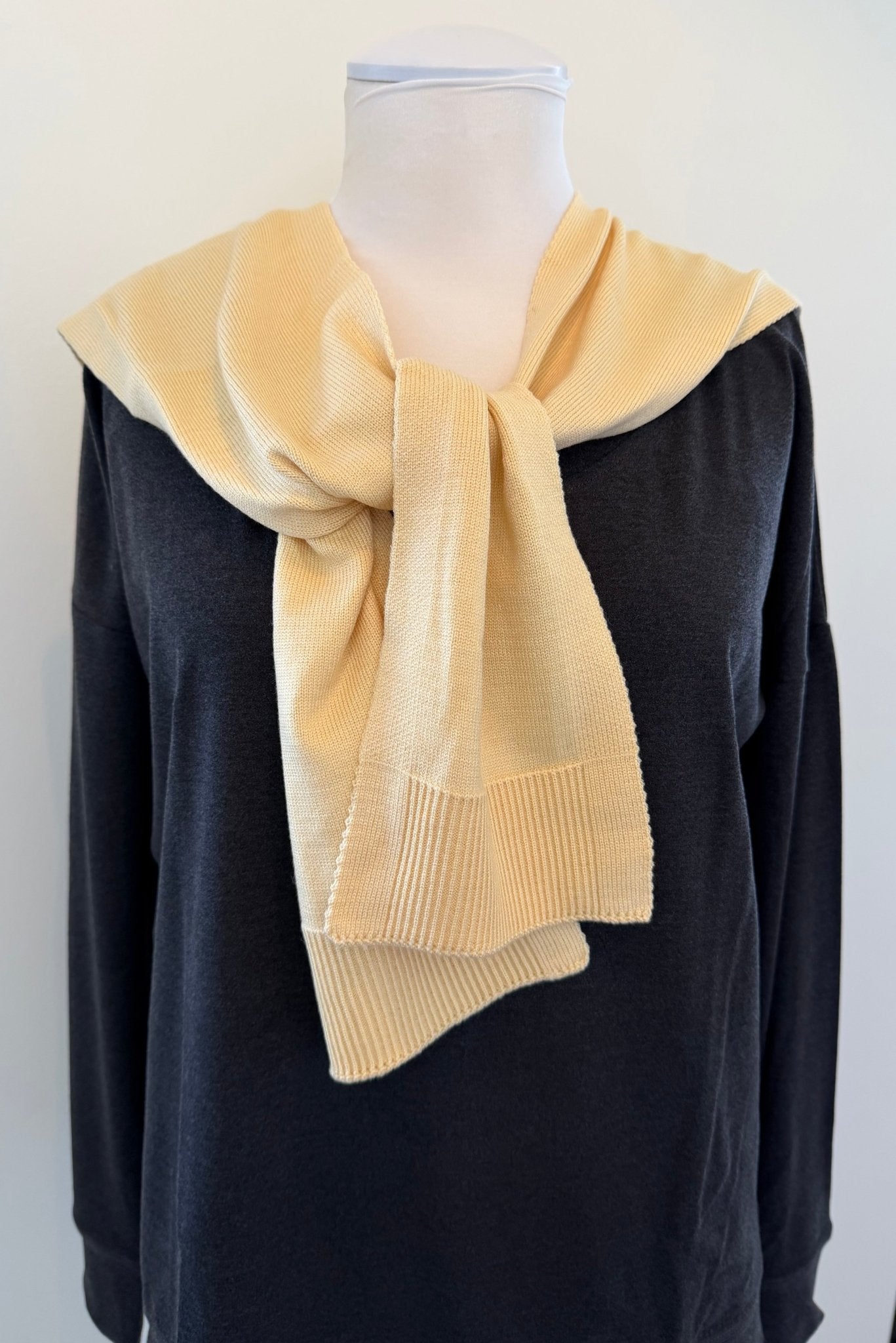 Solid Preppy Mock Sweater Wrap - YELLOW - From Me To You