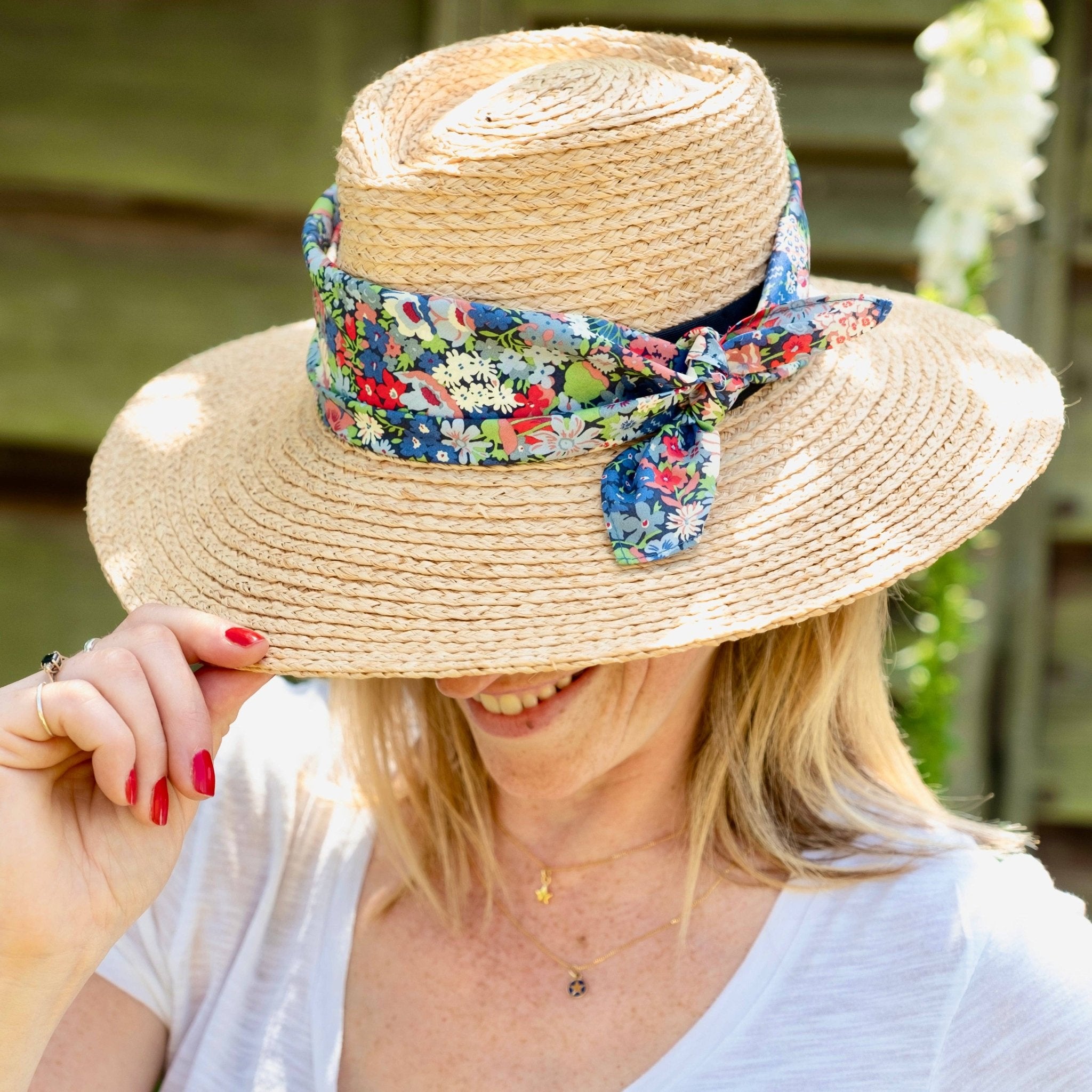 Square Bandana Scarf: Made from Liberty Fabric Thorpe Blue/Red - From Me To You
