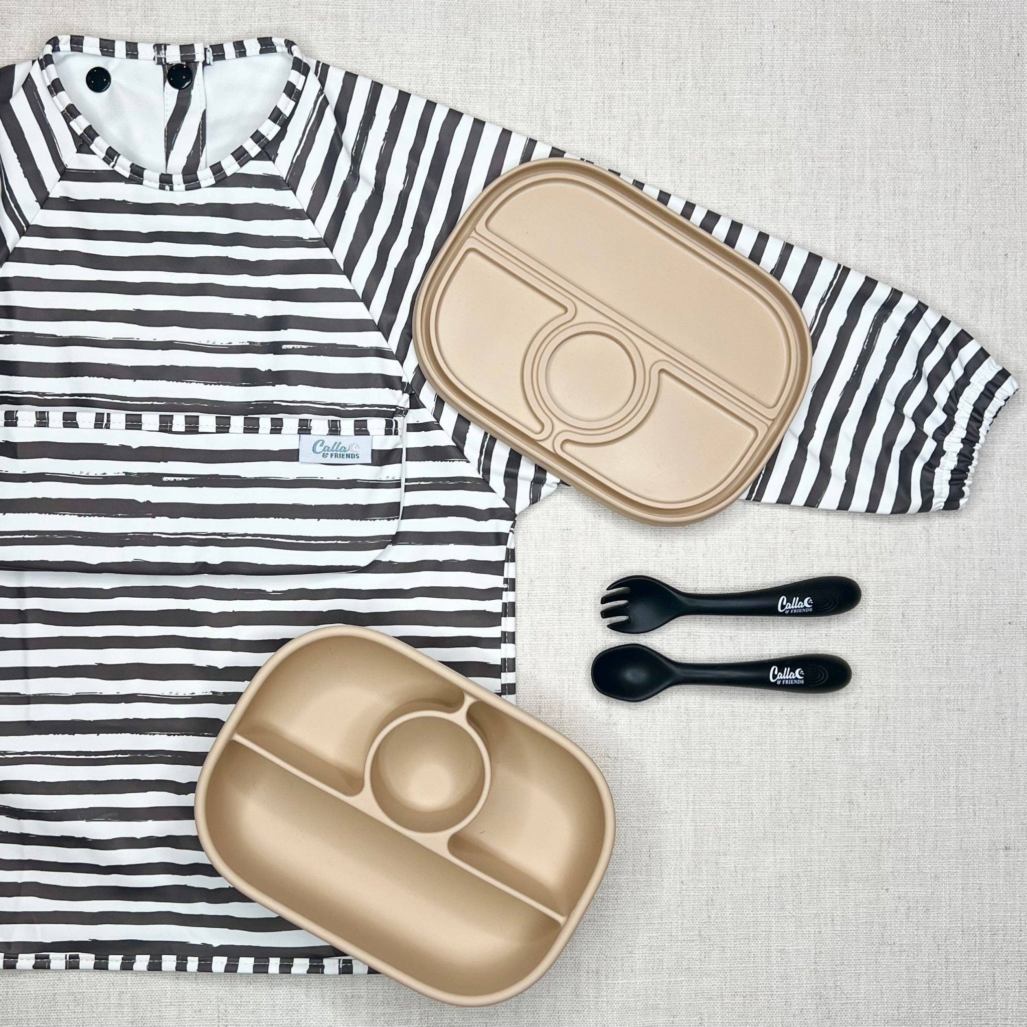 The Grayson Long Sleeve Bib - Brush Stripes - From Me To You