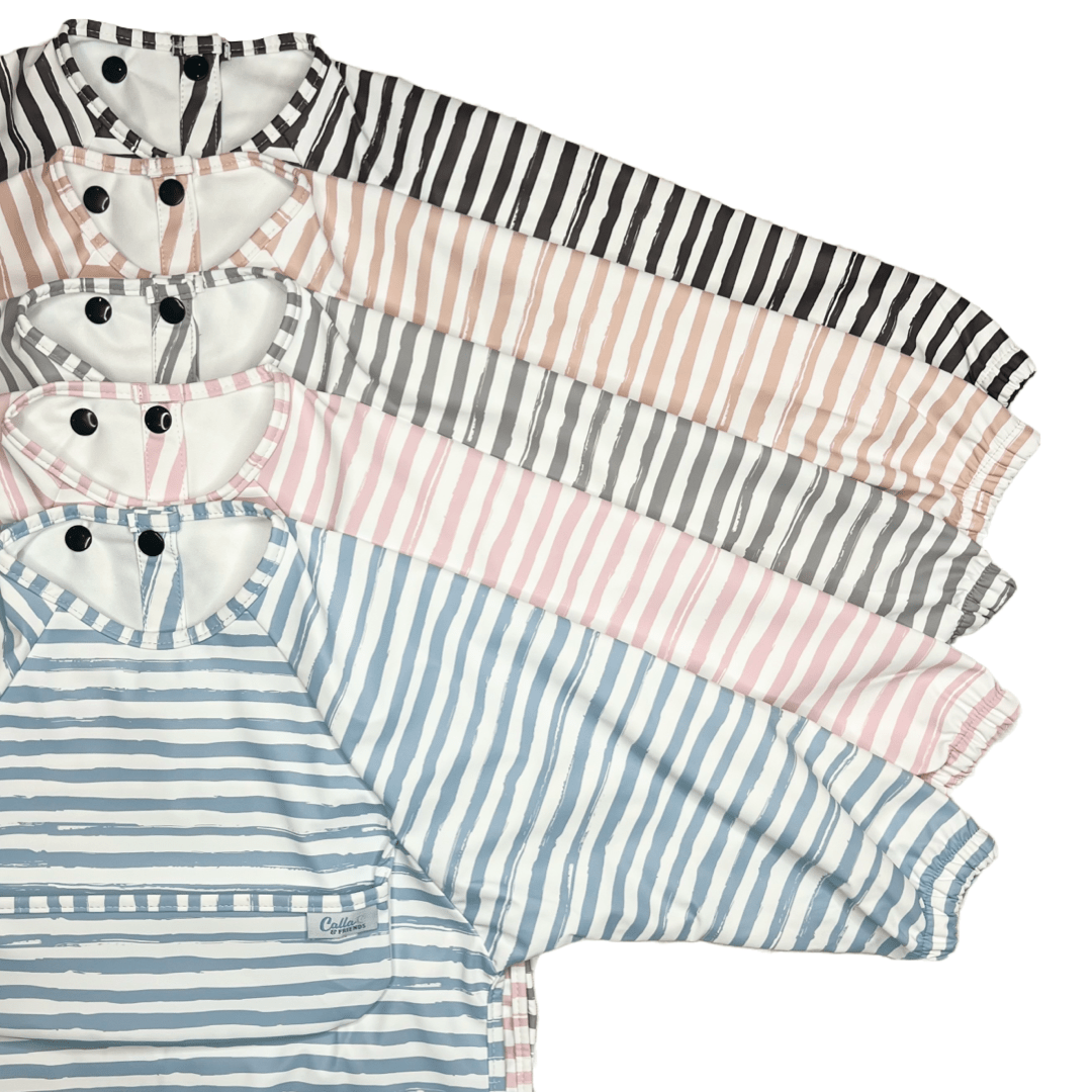 The Grayson Long Sleeve Bib - Brush Stripes - From Me To You