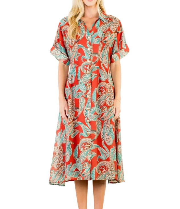 THML Collared Button Front Maxi Dress - From Me To You