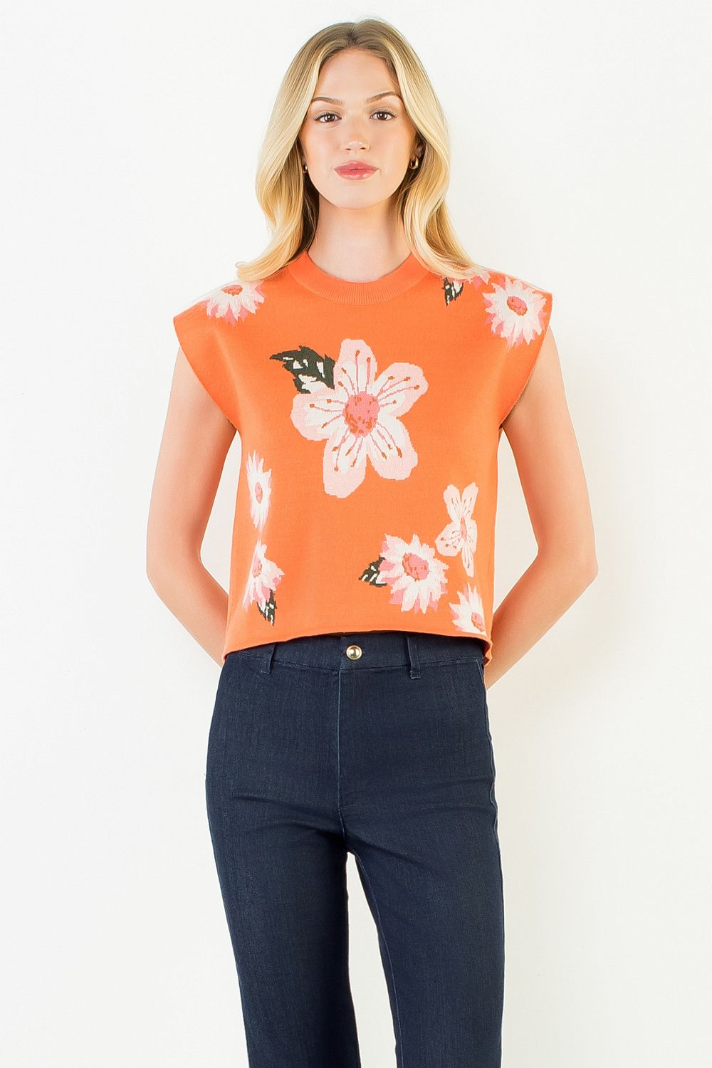 THML High Floral Knit Sweater Vest - From Me To You