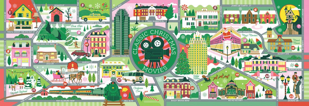 True South Classic Christmas Movie Map 12x36in Jigsaw Puzzle - From Me To You