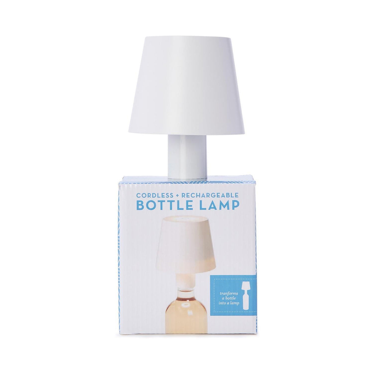 Two's Company LED Portable White Lampshade Bottle Lamp - From Me To You