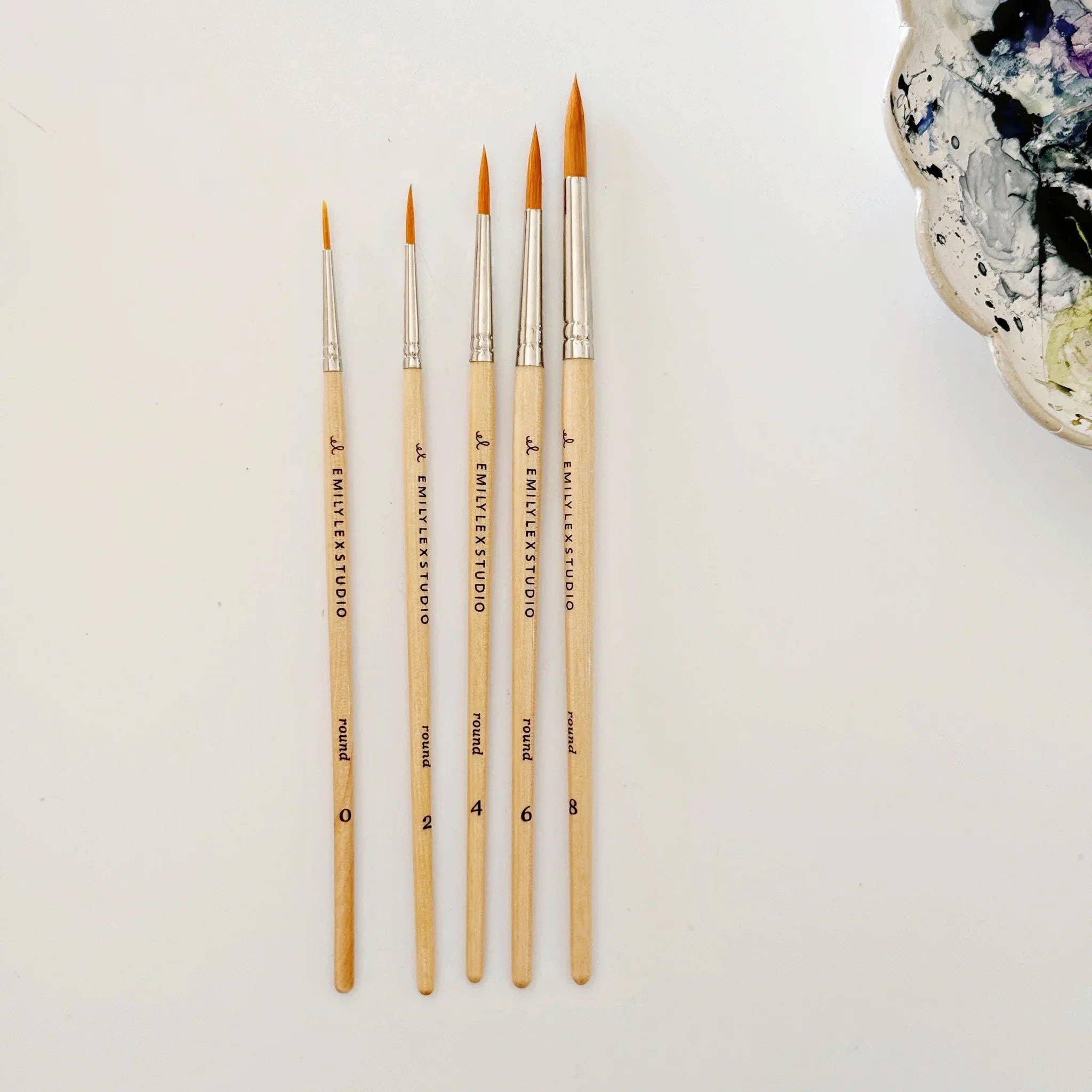 Watercolor paintbrush set of five wood brushes - From Me To You