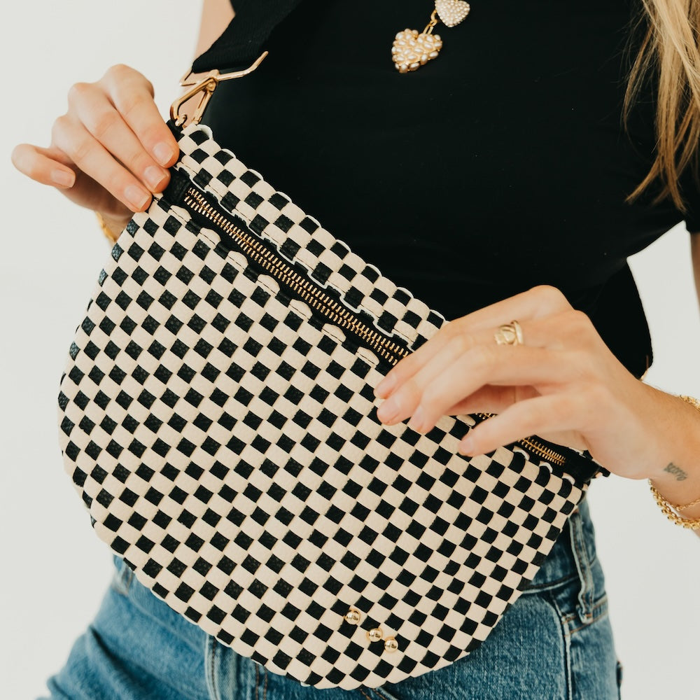 Westlyn Woven Bum Bag-Checkered Black