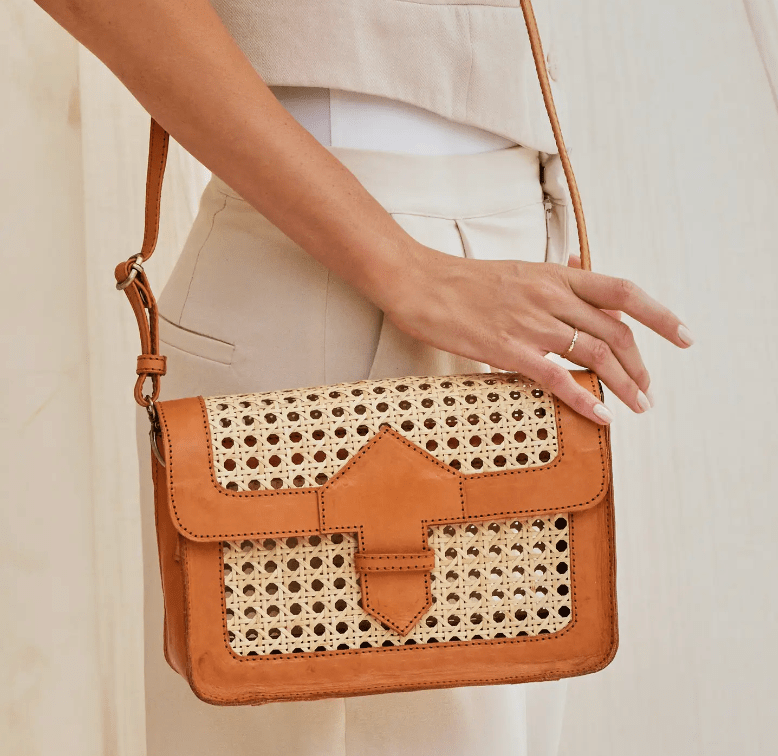 Winding Road Rattan Cane Weave Convertible Clutch Crossbody - From Me To You