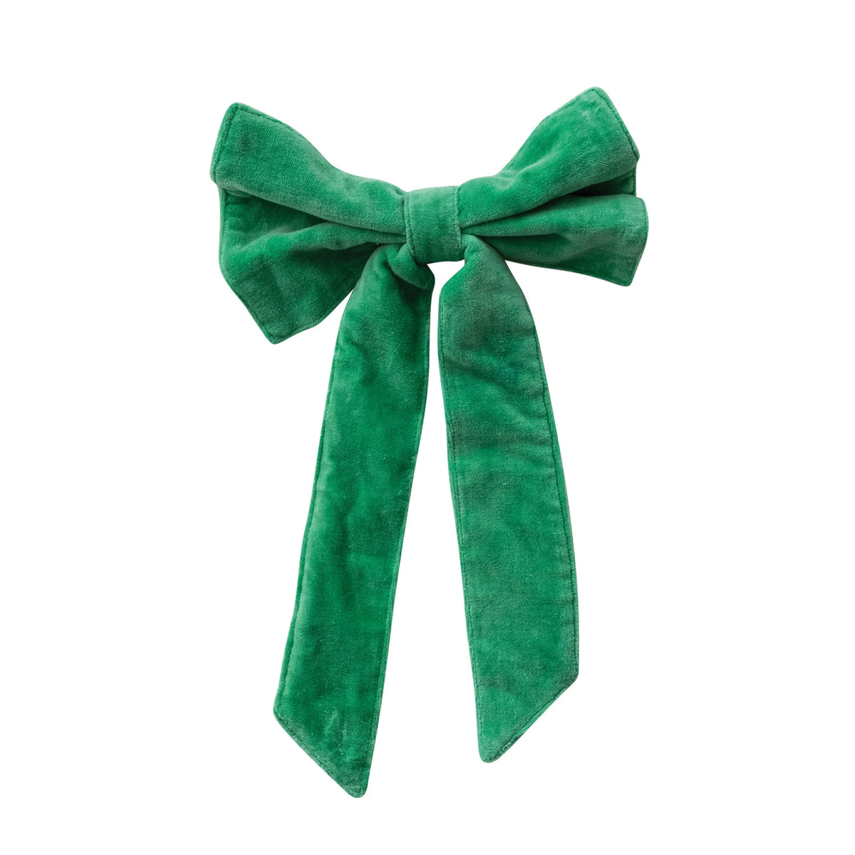 Cotton Velvet Clip-on Bow, Kelly Green