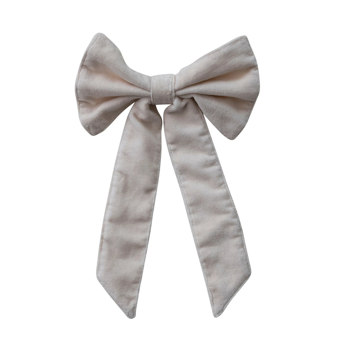 Cotton Velvet Clip-on Bow-Cream